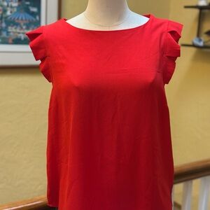 Chic Red Sleeveless Blouse with Ruffle Detail